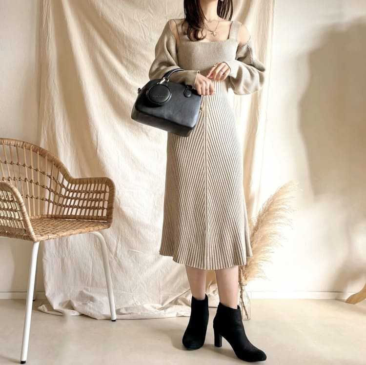 merrylatte(メリーラテ)の低身長に似合う韓国風ワンピースファッションの画像
