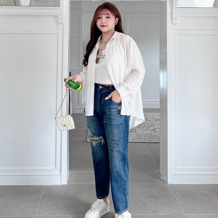 GOLD JAPAN(ゴールドジャパン)の30代ぽっちゃり女性向けデニムパンツコーデ