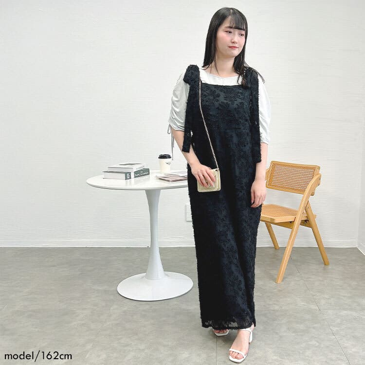GOLD JAPANのぽっちゃり女子向け黒レースワンピースコーデ