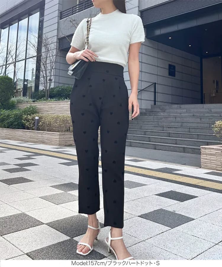 神戸レタスの低身長向けハートドットパンツコーデ