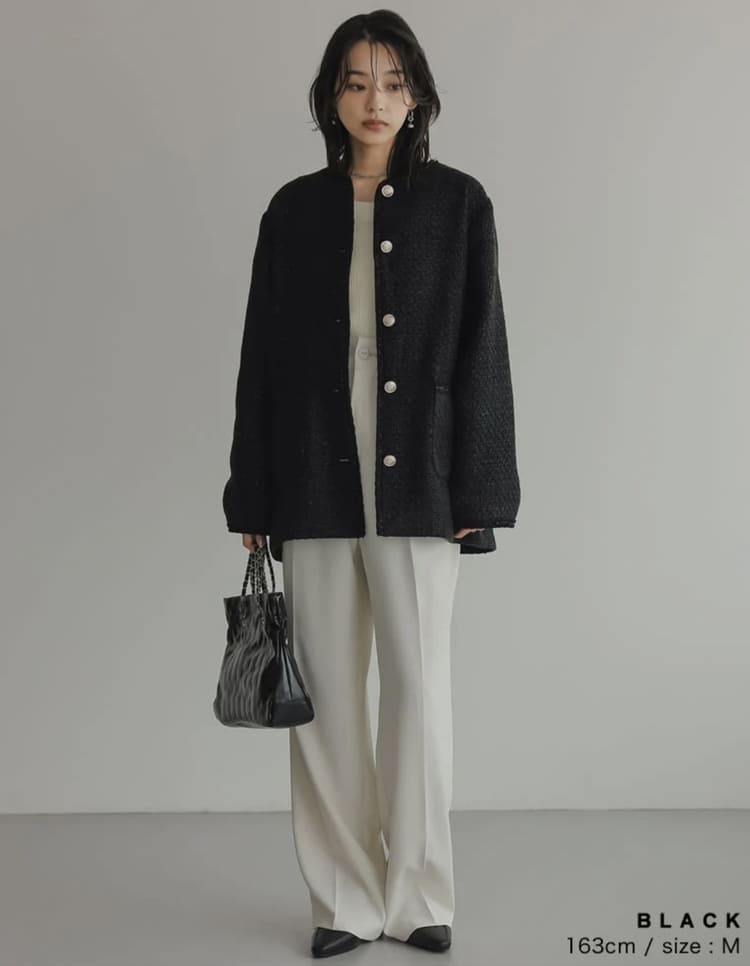 Re:EDITの30代女性に似あう黒ジャケットコーデ