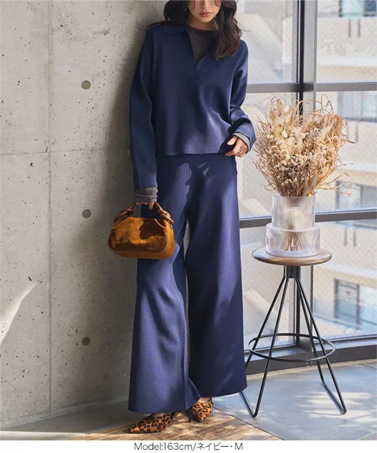 神戸レタスの30代女性に似合うネイビーセットアップ