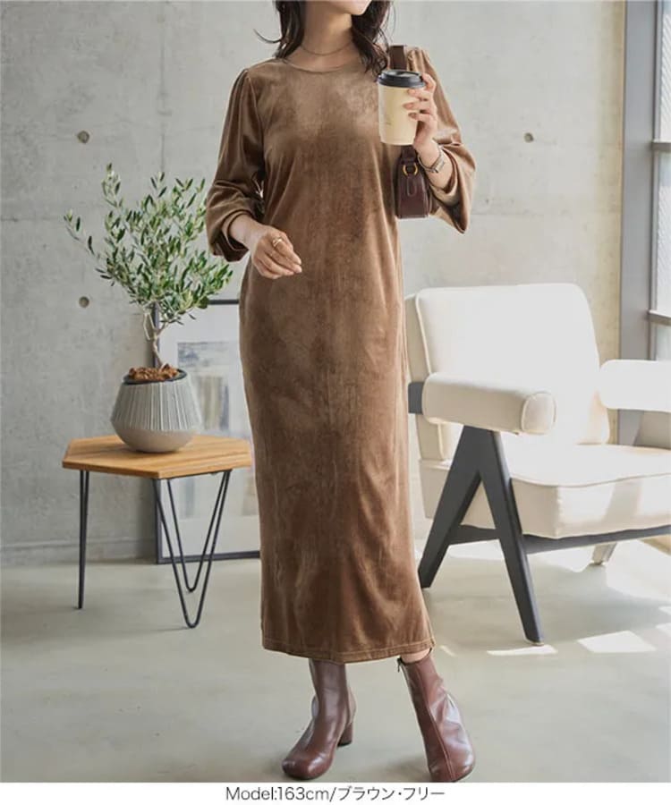 神戸レタスの30代女性に似合うブラウンワンピース