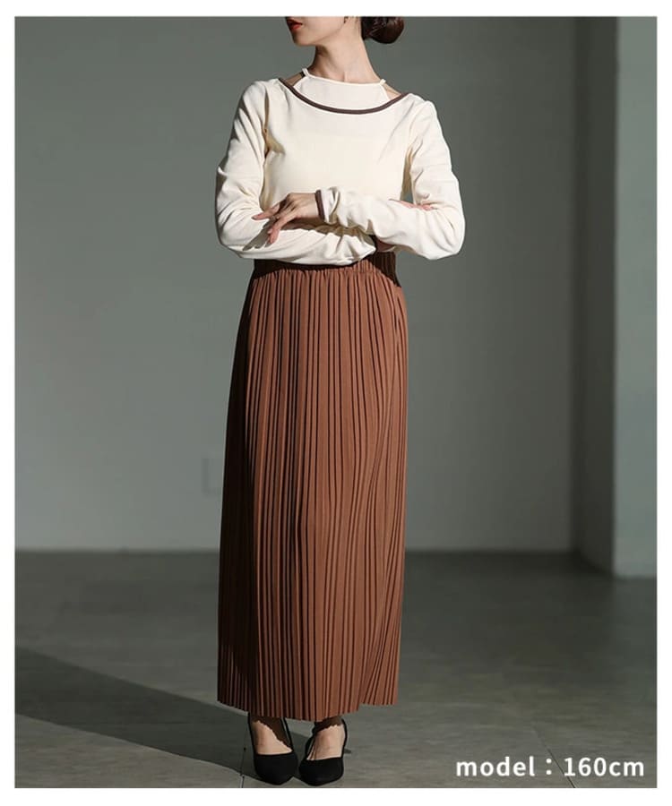 Sawa a la modeの50代女性に似合うブラウンスカートコーデ