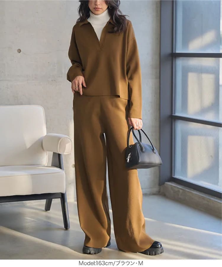 神戸レタスのブラウンセットアップコーデ