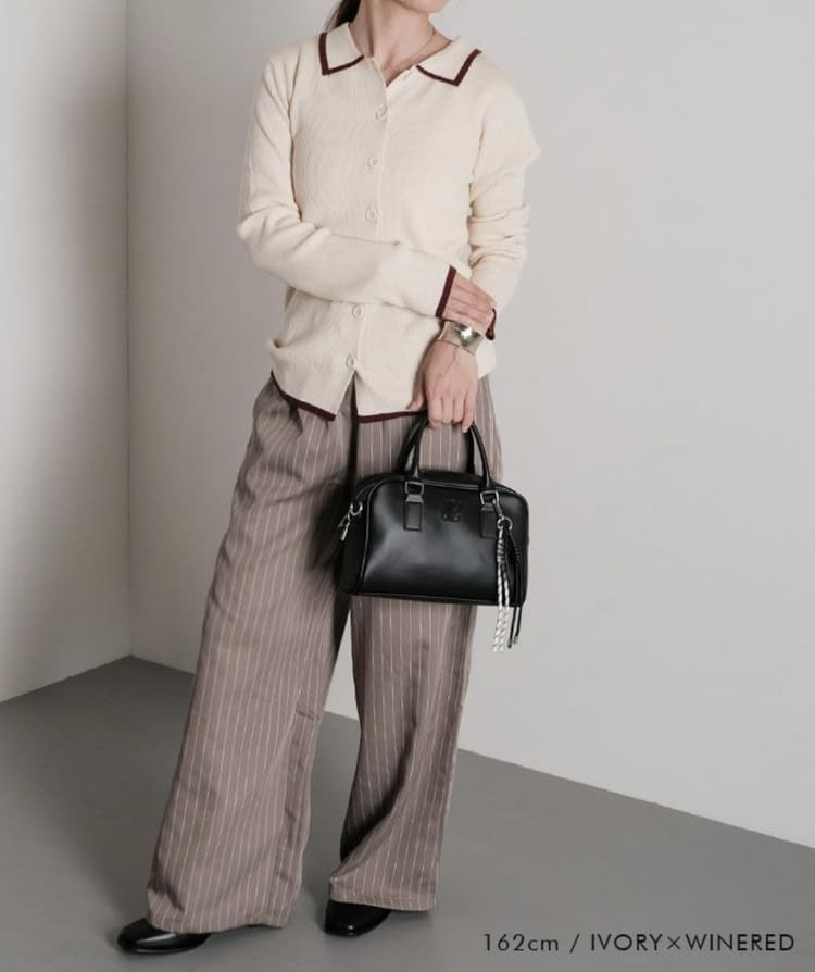 aquagarageの30代ママ向けストライプ柄パンツコーデ