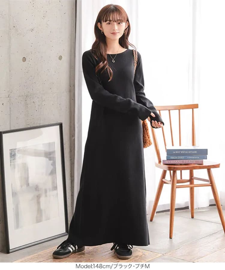 神戸レタスの30代ママ向け黒ワンピースコーデ