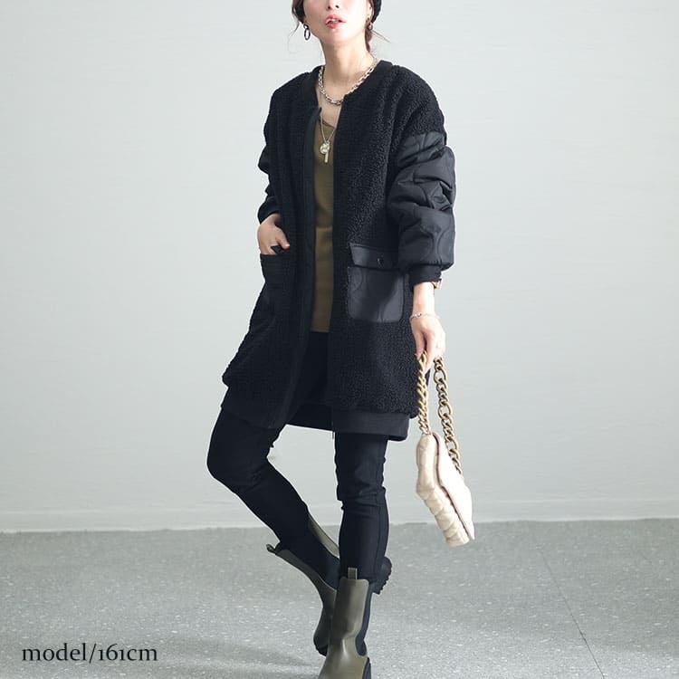 GOLD JAPANのぽっちゃり女子向け黒コートコーデ